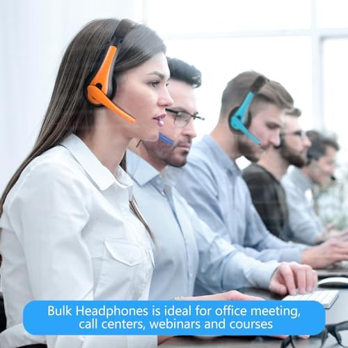 Yunsailing 20 Pack Classroom Headphones with Built-in Microphone – Premium On-Ear Wired Student Earphones for Superior Sound Quality and Seamless Compatibility with Computers, Laptops, and Mobile Devices – Perfect for Educational Settings and Professional Environments (White)