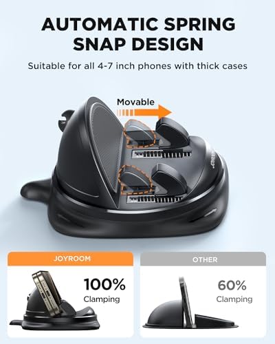 JOYROOM 360° Rotatable Car Phone Holder – Adjustable Dashboard Mount for Seamless One-Hand Operation – Universal Fit for 4-7″ Smartphones including i Phone 16 Pro & Samsung S25 – Optimal Viewing & Enhanced Safety Driving Experience