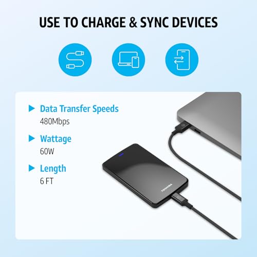 AT&T 6 ft Braided USB-C Charging Cable – Durable & Tangle-Free Cord for Fast Data Transfer and Universal Device Compatibility – Ideal for Phones, Tablets, and Laptops – Includes Warranty for Enhanced Reliability – Sleek Black Design