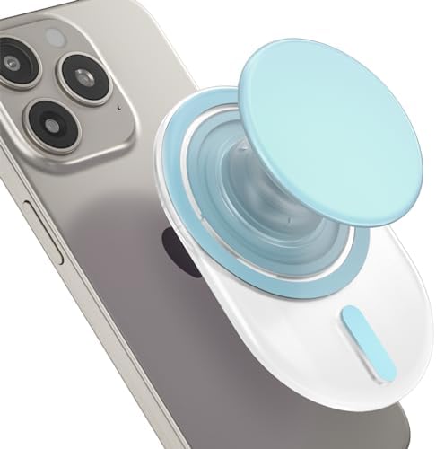 AUROX Mag Safe Phone Grip and Stand – Expandable Collapsible Mobile Holder for i Phone 12-16 Series – Secure Magnetic Attachment in Chic White & Pink – Versatile Kickstand for Streaming and Hands-Free Use – Enhance Usability and Style for Everyday Convenience