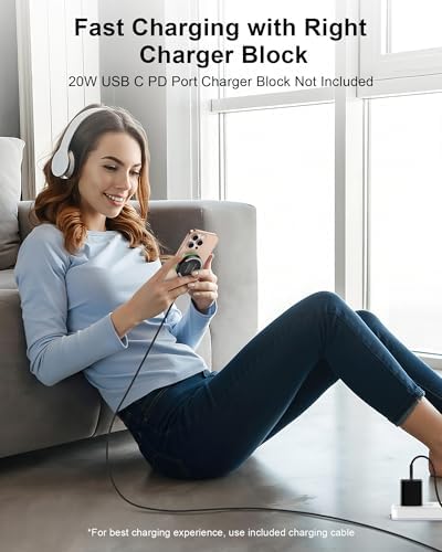 Ultra-Fast 15 W Magnetic Wireless Charger with Kickstand & 3.3 FT USB-C Cable – Optimized for i Phone 16/15/14/13/12, Air Pods & Samsung Galaxy – Enhanced Stability, Safety Features & Versatile Viewing Angles for Seamless Charging Experience