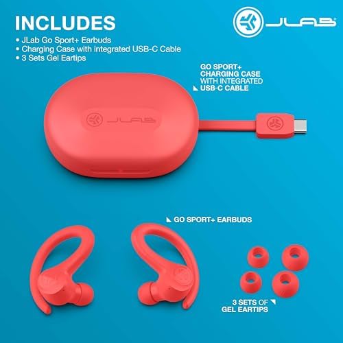 JLab Go Sport+ Wireless Workout Earbuds – Unrivaled 35+ Hour Bluetooth Battery Life, C3 Clear Calling Technology for Distinct Conversations, and Secure Earhook Design for Unyielding Stability During Workouts – Elevate Your Sound Experience with 3 Adjustable EQ Settings and Broad Device Compatibility in Sleek Graphite Finish