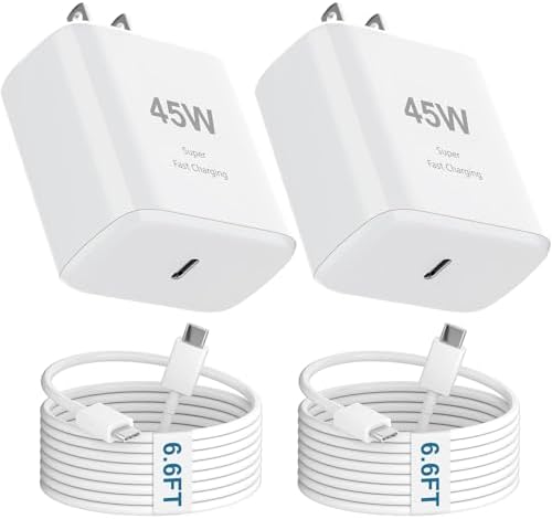 High-Efficiency 45 W USB-C Charger for i Phone 16 Pro Max – Rapid Charging Block with 6.6 FT Type C Cable, Universal Compatibility with i Pad and Galaxy Devices, Sleek Portable Design for On-the-Go Power Solutions