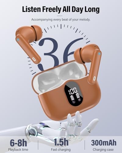 Elevate Your Audio Experience with Rose Gold Wireless Earbuds – Bluetooth 5.4 Connectivity, IP7 Waterproof Protection, and 36-Hour Playtime – Perfect for Active Lifestyles, Sports, and Seamless Communication – Stylish Comfort and Superior Noise-Cancellation for Uninterrupted Listening
