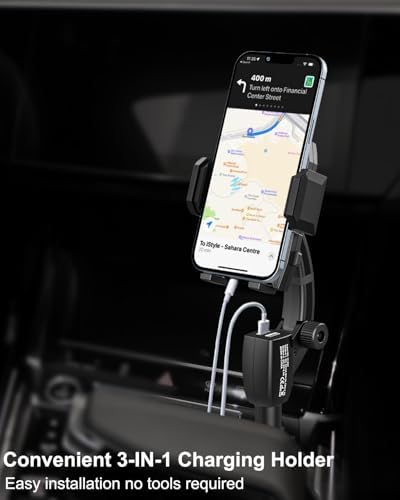 Cigarette Lighter Dual USB Fast Charging Phone Mount – 360° Adjustable Arm Car Holder for All Smartphones, Seamlessly Connect and Navigate with Enhanced Compatibility for i Phone 16/15/14/13/12/11 & Android Devices – Ultimate Road Convenience and Safety