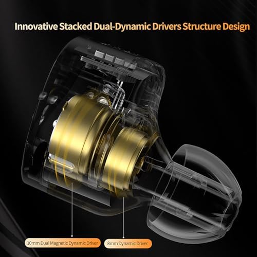 KZ Castor Dual-Dynamic Driver In-Ear Monitors – Customizable Noise-Isolating Earbuds for Audiophiles and Gamers with Ergonomic Design and Detachable 2 PIN-C Cable for Superior Sound Clarity and Comfort on the Go