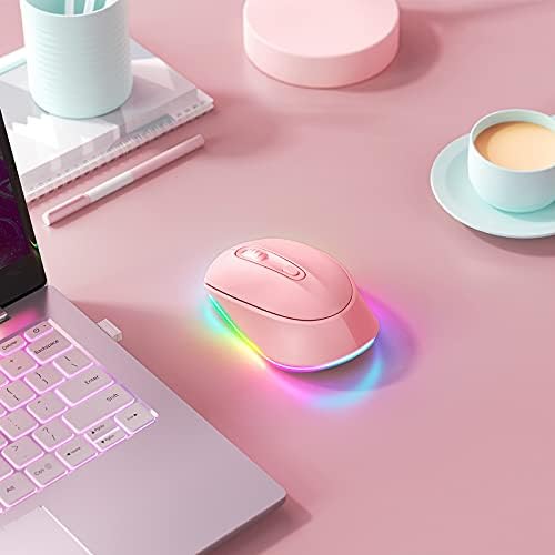 seenda Rechargeable Wireless Mouse with LED Rainbow Lights – Ergonomic, Quiet Click Design for Laptops, PCs, and Chromebooks – Perfect for Kids and Professionals Alike – Portable Purple Accessory for Enhanced Productivity and Style