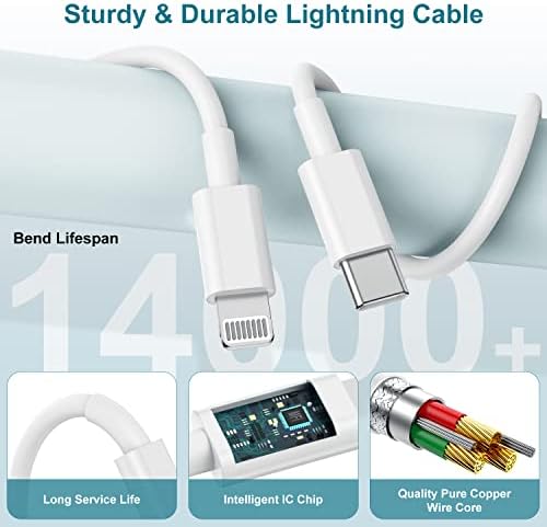 MFi Certified 20 W USB-C to Lightning Fast Charger for i Phone 14/13/12 – 6 FT Durable Cable & Power Delivery Block in Stylish Blue – Ultimate Solution for Rapid Charging of All Apple Devices Including i Pad Pro, XS, XR, 8 Plus – Optimized for Reliability and Speed