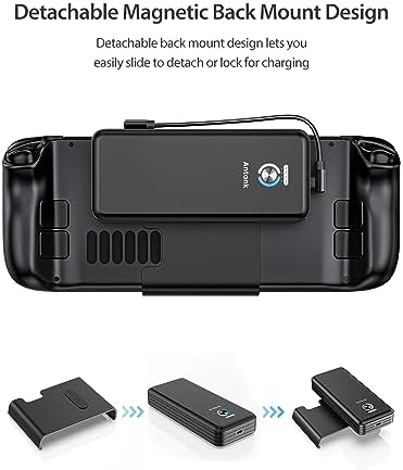 Antank Magnetic Power Bank for Steam Deck – 20000 m Ah Fast Charging Battery Pack with 45 W PD 3.0 Technology, Removable Magnetic Mount & Dual USB-C Cables – Ultimate Gaming Companion for Extended Playtime