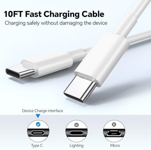 20 W Dual USB-C Fast Charger Block for i Phone 15/16 Series – Includes Two 10 FT USB-C Charging Cables, Perfect for Pro Max, Plus, Pro, i Pad Pro/Air – Compact, High-Speed Charging Solution (2 Pack, Black)