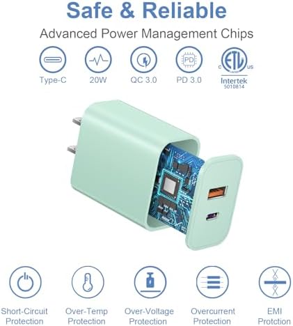 Triple Pack USB C Fast Charging Block – Dual Port PD Power Adapter for i Phone 16 Series, i Pad, Google Pixel, and Samsung Galaxy – Enhanced Efficiency and Versatile Compatibility for Home and Travel Charging Solutions