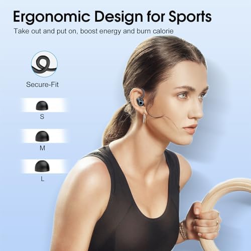 Jet Black Bluetooth 5.3 Wireless Earbuds with 50-Hour Playtime – Superior Deep Bass Audio, IP7 Waterproof Design, Active Noise Cancellation for Seamless Workouts and Calls – Ultimate Comfort and Durability for On-the-Go Listening