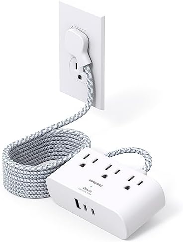 HANYCONY Ultra Thin Flat Plug Power Strip – 6 Ft Extension Cord with 3 Outlets & 3 USB Ports (2 USB-C) for Travel, Dorms & Cruise Ships – Space-Saving Multi Plug Outlet Extender for Fast Charging & Enhanced Device Compatibility