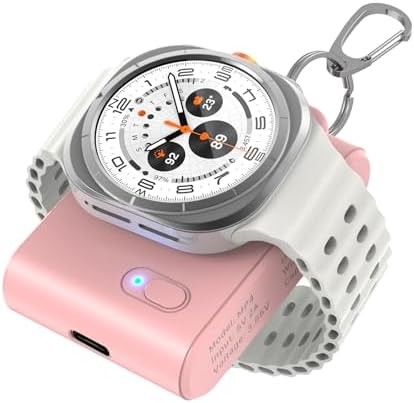 Portable 2-in-1 Watch Charger for Galaxy Watch 7 Ultra – 2000 m Ah High-Capacity Samsung Charger with Keychain for Galaxy Watch Series & Gear S3 – Fast Charging & Enhanced Portability for On-the-Go Power Solutions