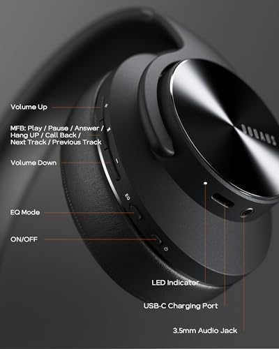 Transform Your Listening Journey with DOQAUS Over-Ear Bluetooth Headphones: 90-Hour Playtime, Tailored EQ Settings, and Superior Noise Cancellation for Unmatched Comfort and Audio Clarity in Music and Calls