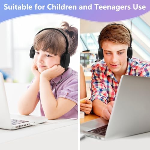 Vibrant 12-Pack Kids Classroom Headphones – Durable Multi-Color Wired Design with Adjustable Headband and 3.5 mm Jack for Optimal Comfort and Versatility – Perfect for Schools, Libraries, and Educational Settings – Lightweight and Resilient for Extended Use by Children and Teens