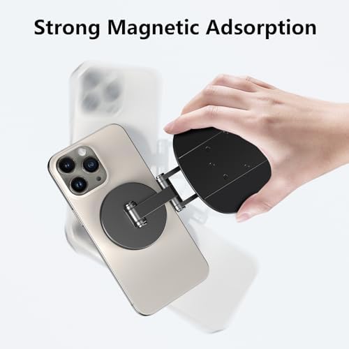 CreaDream Magnetic Phone Stand, MagSafe iPhone Stand Holder for Desk with 360° Rotating Metal Base, Foldable Cell Phone Stand Compatible with iPhone 16 15 14 13 12 Pro Max and MagSafe Case – Enhanced Compatibility and Speed