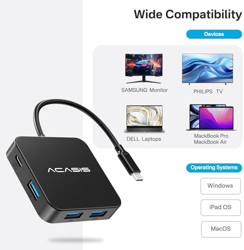 Ultra-Fast USB C Hub 10 Gbps – Multiport Adapter with 4 K 60 Hz HDMI, 100 W Power Delivery & USB A 3.2 Port – Essential Connectivity Solution for Mac Book, Dell, Lenovo, Surface & i Pad Pro – Elevate Your Workspace with Enhanced Speed and Versatility