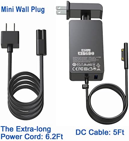 Fast-Charging KSW KINGDO 44 W Power Adapter for Microsoft Surface Pro 3-9, Surface Go & Surface Book – Ultimate Compatibility, USB Port, and 11.2 ft Cable for Convenient Use with Travel Case