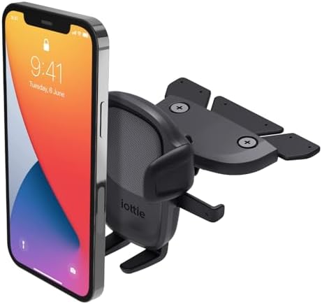 i Ottie Easy One Touch Signature CD Slot Car Phone Holder – Universal Smartphone Mount for i Phone, Google, Samsung, and More – Enhanced Stability, 360-Degree Viewing Angles, Quick One-Touch Access for Safe Driving
