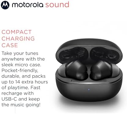 Motorola Sound Moto Buds 500 ANC – Exceptional True Wireless Earbuds with IPX4 Sweat Resistance, Advanced Touch Controls, and Dual Microphone Noise Cancellation – Superior Sound Quality for Active Lifestyles – Sleek Black Design with Extended Battery Case – Perfect for Commuting, Fitness Enthusiasts, and Home Audio Enjoyment