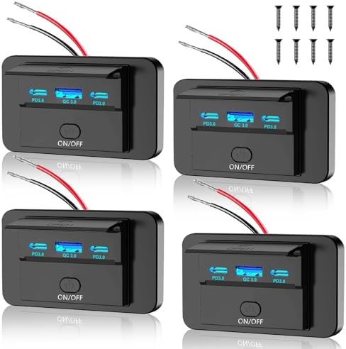 3-Port 12 V RV USB Charging Station – 2 PCS Dual PD3.0 & QC3.0 Quick Charge Adapter for Enhanced Automotive Power Supply – Ideal for RVs, Boats, Motorcycles & Trucks – Fast, Reliable, and Wall-Mountable Solution for All Your Devices