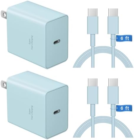 Rapid Charge 45 W USB-C Charger Duo with 6 FT Cables – Perfect for i Phone 15/16, i Pads, and Galaxy S21-S25 – Enhanced Dual Power Output and Compatibility – Stylish Green Design for Modern Tech Users – Ultimate Fast Charging Solution for Android and Apple Devices – Say Goodbye to Low Battery Worries – Ideal for Home and Travel Use