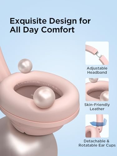 1 MORE Sono Flow SE Pink Wireless Over-Ear Headphones – Exceptional Noise-Canceling, 90-Hour Battery Life, Hi-Res Audio Performance, Customizable EQ Settings, and Supreme Comfort for Ultimate Travel and Office Experiences