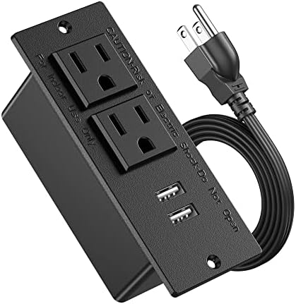 Recessed Power Strip with USB C PD Fast Charging – 30 W Flush Mount Desk Outlet for Space-Saving Convenience, 2 AC Outlets & 2 USB Ports, 6 ft Cord, Ultra Thin Flat Plug for Tidy Workspaces – Perfect for Home Offices and Multi-Device Charging Solutions