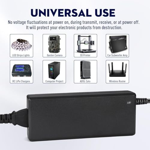 120 W 12 V AC to DC Power Supply Adapter – Reliable Transformer for LED Strip Lighting, CCTV Surveillance Systems & 3 D Printing – Versatile Dual Connector Options (5.5 x 2.5 mm & 5.5 x 2.1 mm) – Global Voltage Compatibility (100-240 V) with Enhanced Safety Features for Superior Device Performance