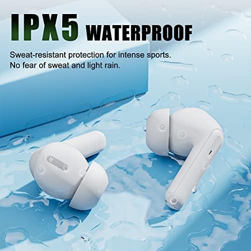 Elevate Your Audio Experience with Premium Bluetooth 5.3 True Wireless Earbuds – Noise Cancelling Headphones Featuring Touch Controls, Deep Bass Enhancement, and Waterproof Design – Perfectly Crafted for i Phone & Android Users in Elegant Ivory Finish for Unmatched Sound Clarity and Comfort