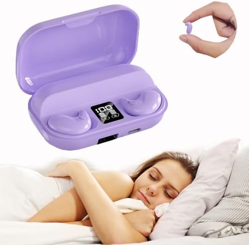 Ultra-Comfortable Wireless Earbuds for Side Sleepers – Discreet Purple Sleep Headphones with Enhanced Bluetooth for Effortless Connectivity, Lightweight Design for Blissful Rest, Perfect for Relaxing Sounds and Guided Meditations, Experience Serene Sleep with Tiny, Invisible Earbuds