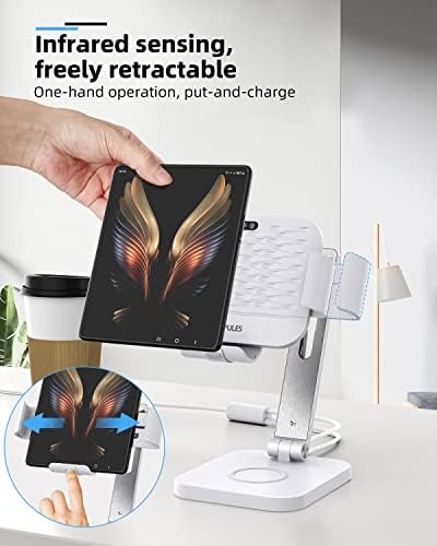 Sleek Aluminium Alloy 2-in-1 Wireless Charger Stand for Samsung Galaxy Z Fold & Galaxy Buds – Rapid 3-Coil Charging Station with 20 W Adapter for Enhanced Device Efficiency – Portable and Stylish Design Ideal for Modern Workspaces and On-the-Go Charging