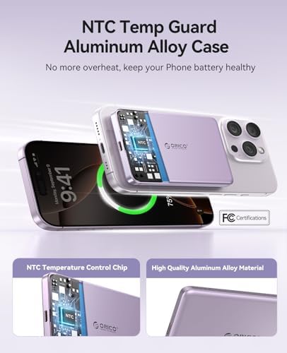 Ultra-Slim ORICO Kada Mag Safe 5000 m Ah Wireless Power Bank – Fast 20 W PD Charging with Type-C Cable – Essential Portable Charger for i Phone 12/13/14/15/16 Pro/Pro Max/Plus/Mini – Lightweight, Durable, and Magnetic Design for Effortless On-the-Go Power Solutions