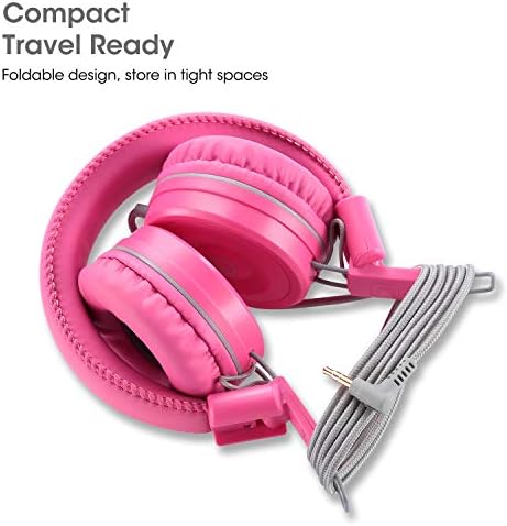 Elevate Your Child’s Audio Experience with Noot Products K22 Flamingo Pink Foldable Kids Headphones – Lightweight Stereo Headset for Ultimate Comfort, Perfect for School, Travel, and Daily Adventures – Tangle-Free 5 ft Cord & Universal 3.5 mm Jack Compatibility for Seamless Connectivity with i Pad, Kindle Fire, and More