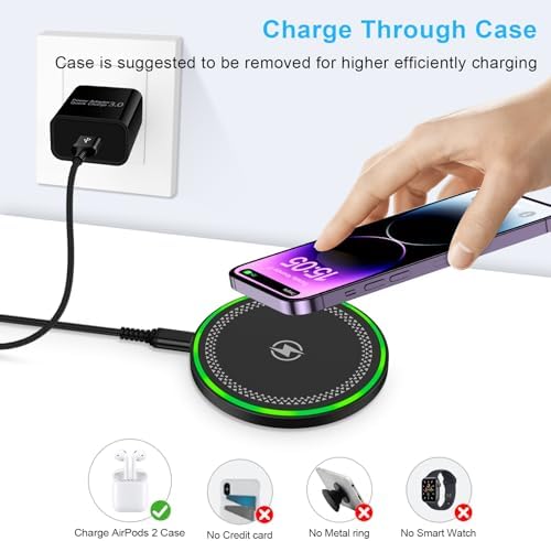 Samsung S25 Fast Wireless Charging Pad – Ultra-Fast Power Station for Galaxy S Series & i Phone 16/15/14 – QC 3.0 Compatible Charger with Smart Overheat Protection – Sleek Desk & Bedside Design for Effortless Charging