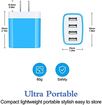 Ultra-Fast Multi-Port USB Charger for i Phone 16 & Samsung Galaxy – 4.8 A Power Adapter Wall Plug for Rapid Device Charging – Compact Cube Design with Enhanced Safety Features for Home & Travel Use