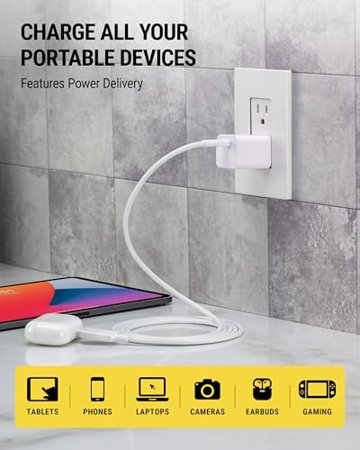 Scosche SHPDC20 20 W USB-C Fast Charging Wall Charger with 4 FT USB-C to Lightning Cable – Universal Compatibility for i Phone 12-16, i Pad, and Type-C Android Devices – Compact and Durable Power Solution for Home and Travel