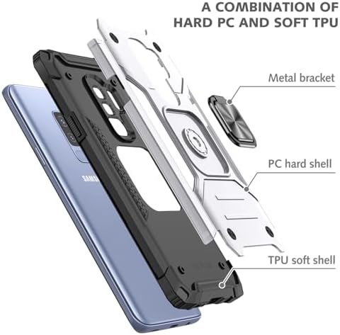 Rugged Military-Grade Shockproof Case for Samsung Galaxy S9 Plus – Red Armor with Built-in Kickstand and Magnetic Car Mount for Ultimate Protection and Style – Perfect for Active Lifestyles