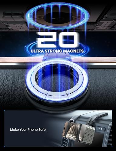 Revolutionize Your Drive with the Samcore Magnetic Car Mount – Advanced Mag Safe Phone Holder Featuring a Flexible Aluminum Arm and 20 Ultra-Strong Magnets for i Phone 16, 15, 14, 13 Pro Max & Mini – Quick Install for Optimal Dashboard Fit and Effortless Access to Your Device While Driving