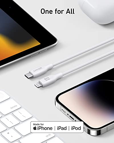 Anker 6 FT USB C to Lightning Cable – MFi Certified, Eco-Friendly Bio-Based Charging Cord for i Phone 14 and More – Stylish Purple Design for Enhanced Durability and Fast Data Transfer – Perfect for Home and Office Use