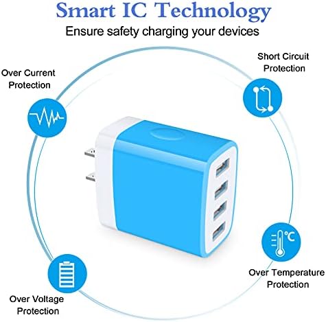 Ultra-Fast Multi-Port USB Charger for i Phone 16 & Samsung Galaxy – 4.8 A Power Adapter Wall Plug for Rapid Device Charging – Compact Cube Design with Enhanced Safety Features for Home & Travel Use