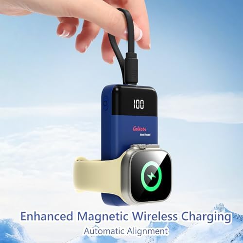 Compact 3000 m Ah Wireless Magnetic Charger for Apple Watch & i Phone – Fast Charging Power Bank with Built-in USB-C Cable, Perfect Travel Gift for SE/Ultra/1-9 Series & i Phone 15/16, Sleek White Design for Effortless Power On-the-Go
