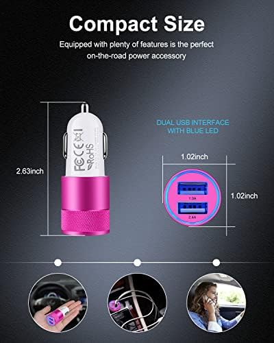 Rapid Charge Dual USB Car Charger Set – 2-Pack, 3.4 A High-Speed Adapter for i Phone 15/14/13/12/11 Pro Max & Samsung Galaxy S23/S22/S21 – Compact Design with Enhanced Safety and Compatibility for Effortless On-the-Go Power Solutions