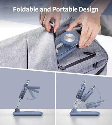 Ultimate 3-in-1 Magnetic Wireless Charging Station for Apple: Fast, Foldable Mag-Safe Charger with Night Light for i Phone 16/15/14/13/12, Apple Watch & Air Pods Pro – Travel-Ready, Enhanced Compatibility, and Rapid Charging Solution