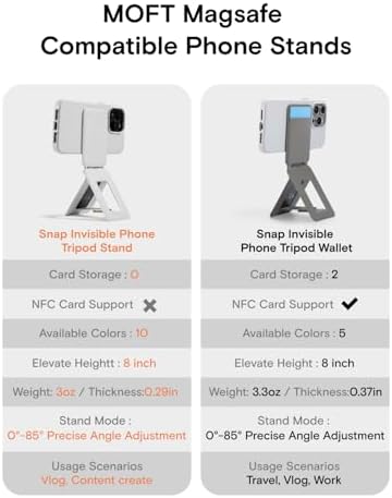 MOFT Phone Stand, Magnetic Phone Tripod Stand Stain-Resistant MOVAS Leather & Angle Adjustment & Strong Magnets Tripod for iPhone 16/15/14/13/12 (Included Metal Ring)-Misty Cove – Enhanced Compatibility and Speed