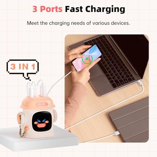Divoom Dipow 65 W Ga N USB-C Fast Charger with Customizable Pixel Display – High-Efficiency Multi-Port Charging Hub for i Phone 16/15, Mac Book, Galaxy S23/S24, & Nintendo Switch – Includes 100 W Ultra-Fast Cable for Seamless Power Solutions on the Go
