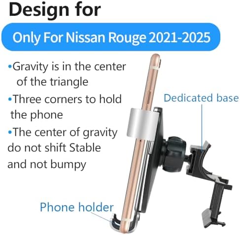 Nissan Rogue, Altima, and Sentra Car Phone Holder – 8-Inch Display Smartphone Mount for 2021-2025 Models – Premium Auto Accessory for Hands-Free Navigation, Calls, and Music Control – Adjustable Cradle for Universal Compatibility – Easy Tool-Free Installation and Durable Design