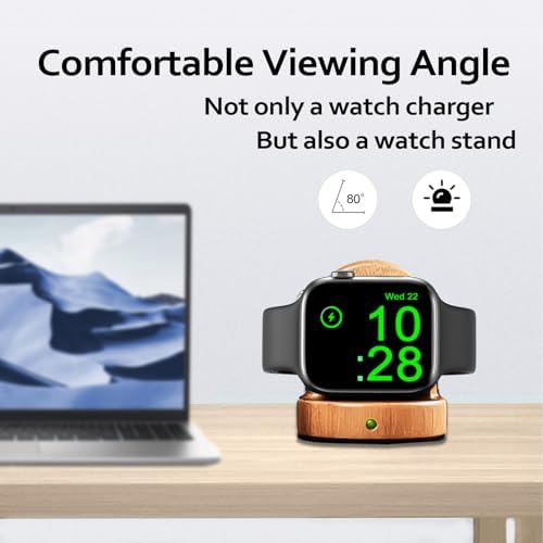 Sapele Wood Magnetic Charging Dock for Apple Watch – Elegant Fast-Charging Stand for Series 1-10, SE, and Ultra Models – Stylish and Portable Smartwatch Accessory for Home & Travel – Unique Durability and Chic Aesthetic Combined