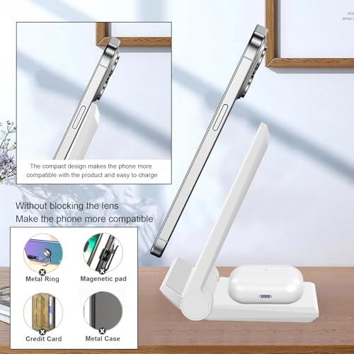 25 W Dual Wireless Charging Station – Foldable Fast Charger for i Phone 16/Pro/15/14/13/12/11/Plus/SE/X & Samsung/LG Devices – Portable Induction Pad with Air Pods Compatibility – Intelligent Overcharge Protection for Home & Office Use